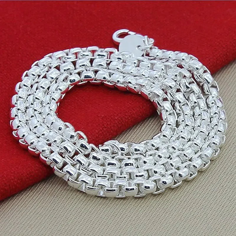Wholesale 925 Sterling Silver 4mm Round Box Chain Necklace & Bracelet Set 45-60cm