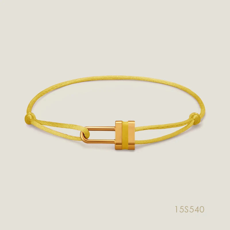 MOONLIGHT Adjustable Silk Rope Lock Charm Bracelet | Unisex Fashion Friendship Jewelry Gift for Women & Men