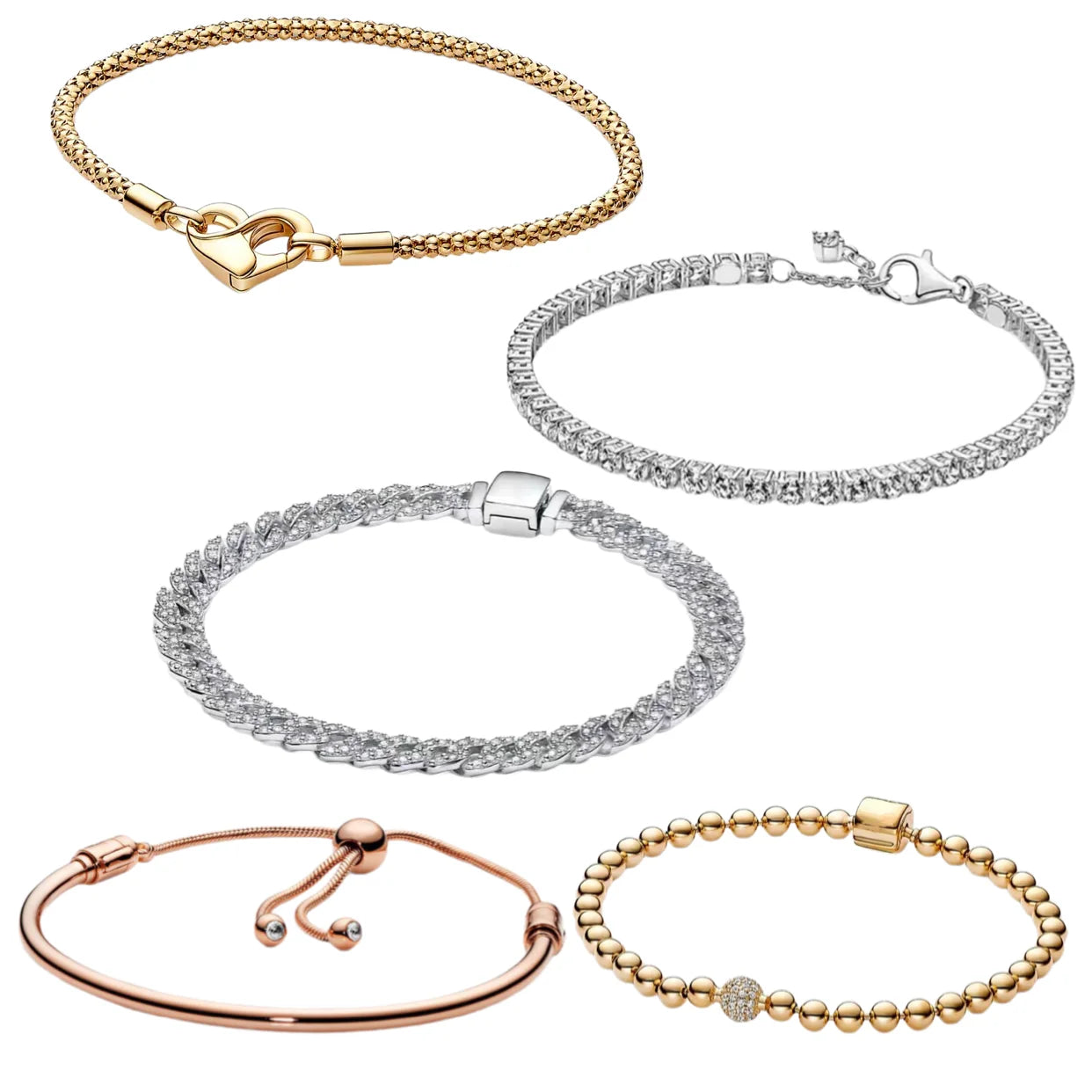 Charming 925 Sterling Silver Tennis Bracelet | DIY Bead Fashion Jewelry Gift