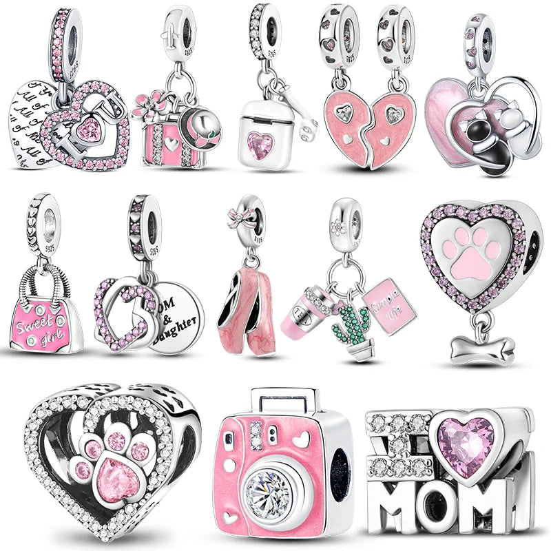 S925 Silver Heart Love Mom Infinity Charm | Dangle Bead Fit Bracelet Jewelry Mother’s Day Gift