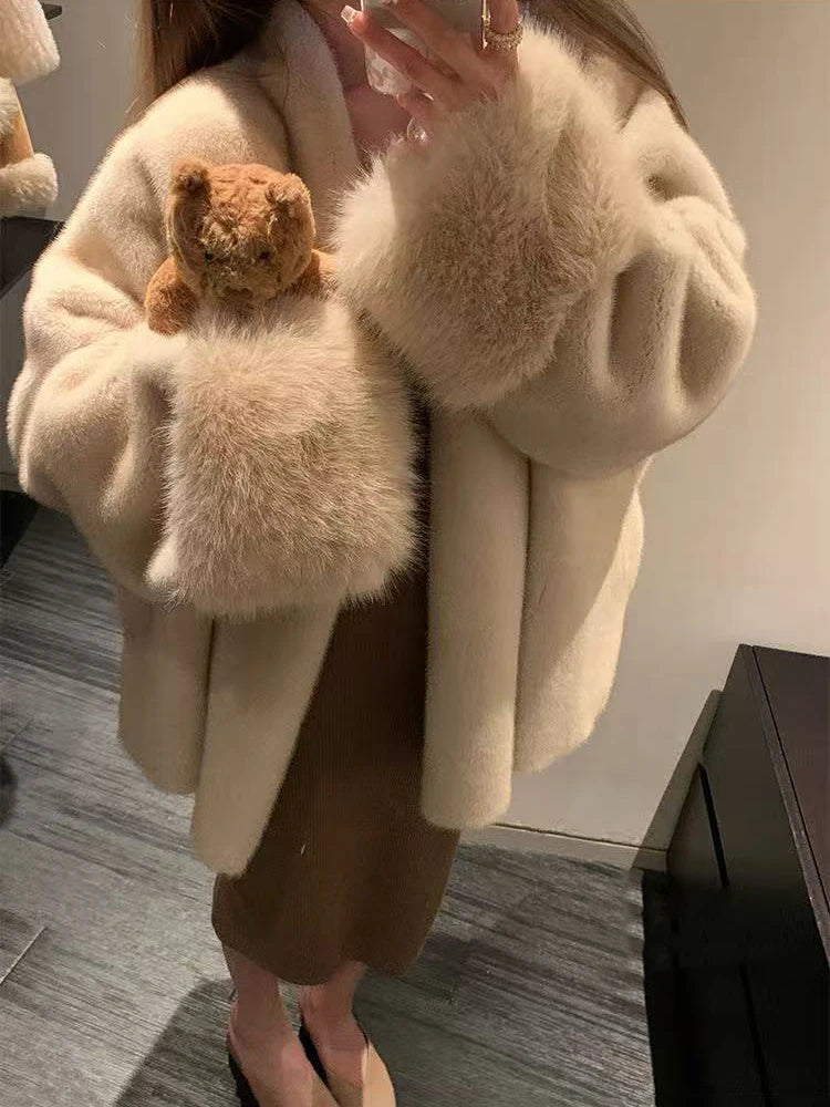 Women’s Faux Mink Fur Coat – Thick Loose Winter Jacket | Y2K Fashion Streetwear Outerwear