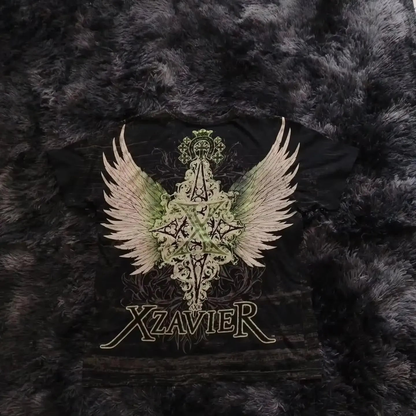 Vintage Avirex Black Short Sleeve T-Shirt | Rhinestone Double-Sided Print Retro Streetwear Top