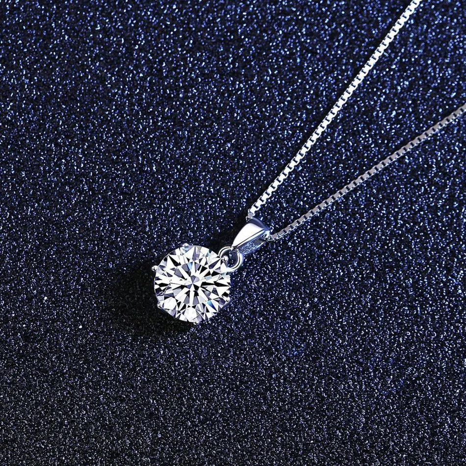 Butterflykiss 1CT Moissanite Pendant Necklace 925 Sterling Silver Bridal Jewelry