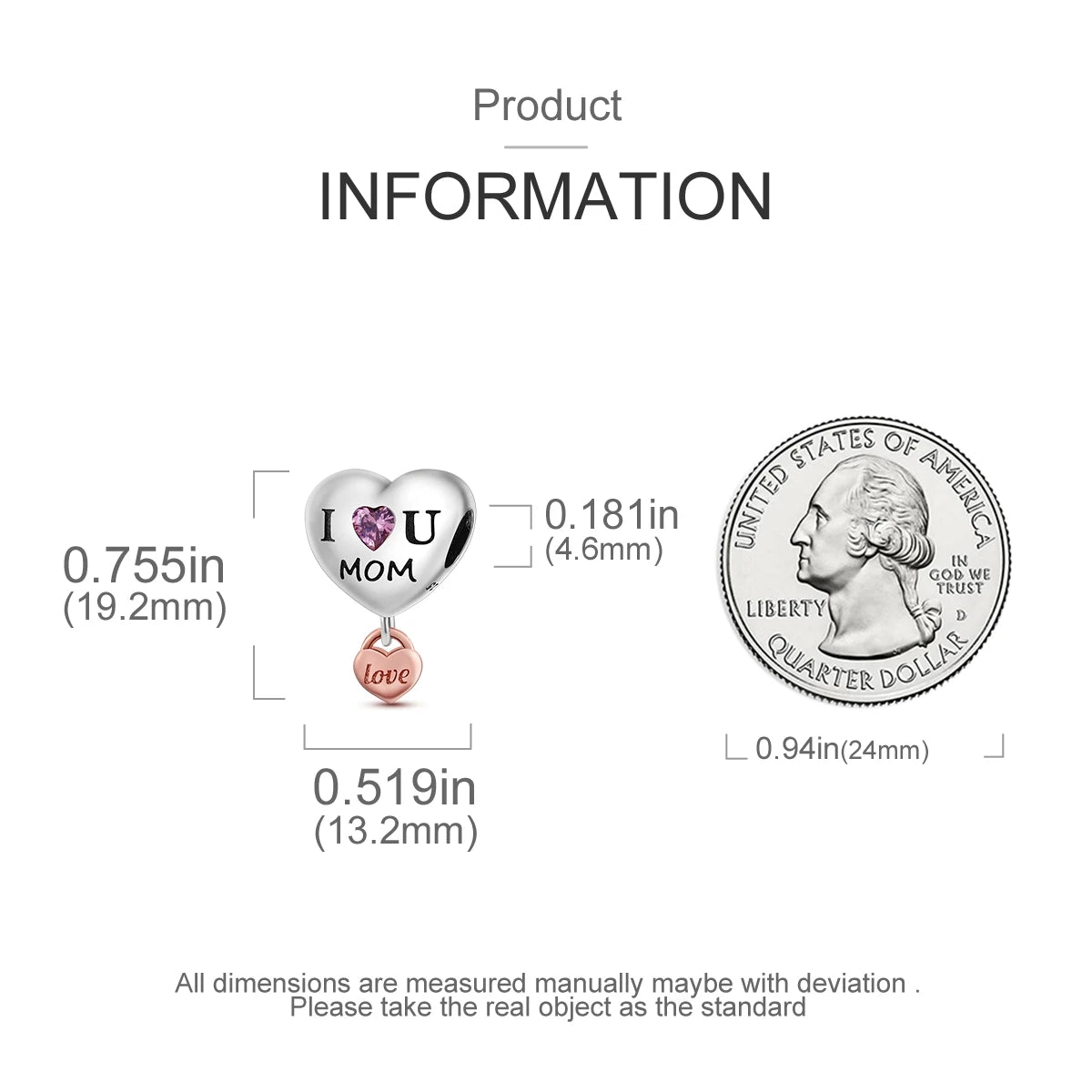 925 Sterling Silver Mother Daughter Love Embrace Pendant Charm | Heart Shaped Bracelet Bead DIY Fine Jewelry Gift