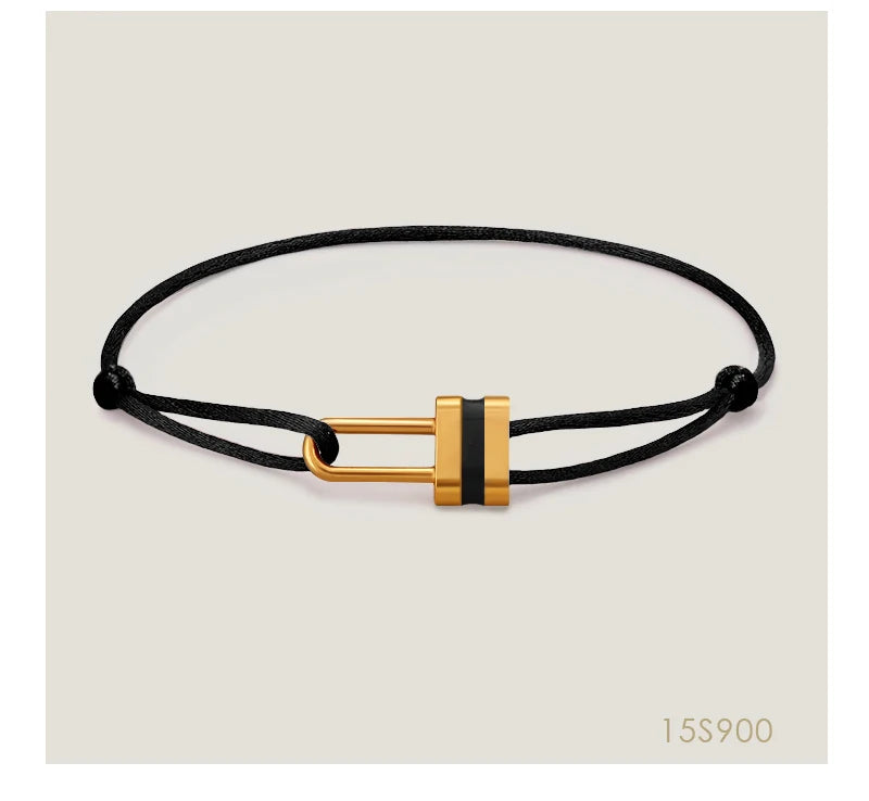 MOONLIGHT Adjustable Silk Rope Lock Charm Bracelet | Unisex Fashion Friendship Jewelry Gift for Women & Men