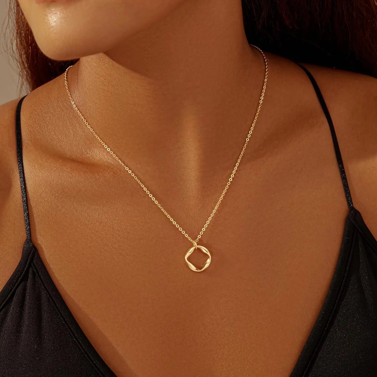 Layered Gold Necklaces for Women 14K Paperclip Chain Pendant Choker Set