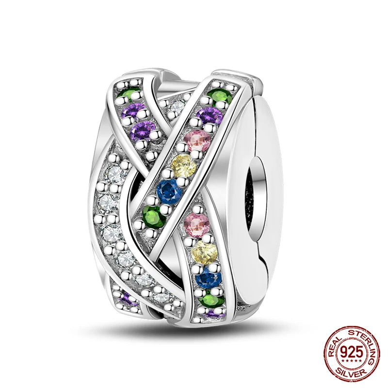 925 Sterling Silver Luminous Butterfly Star Moon Charm Bead | Round Clasp Bead for 3mm DIY Bracelet Jewelry Gift