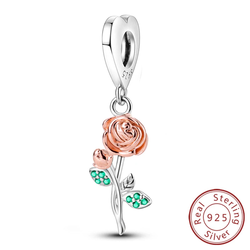 New 925 Sterling Silver Sunflower Heart Charm Bead | Original Bracelet DIY Jewelry Gift for Women