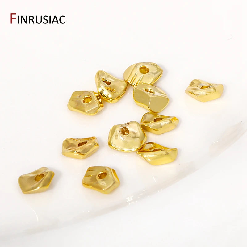 18K Gold Plated Brass Irregular Spacer Beads – 10/20Pcs Loose Bead Separators for DIY Bracelet & Jewelry Making