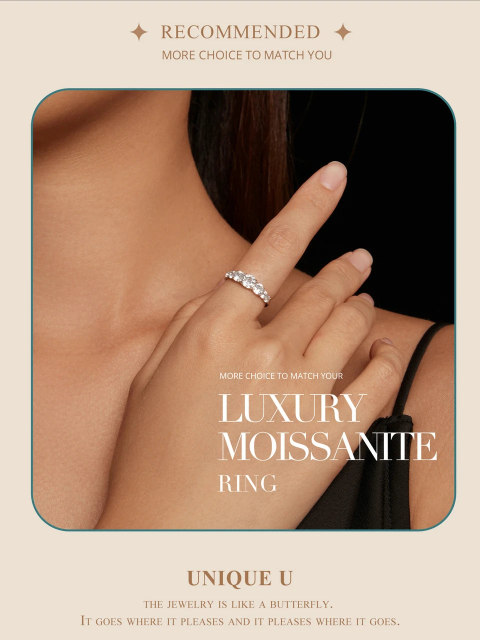 Bamoer D Color VVS1 EX Moissanite Heart Ring – 925 Sterling Silver Engagement & Wedding Jewelry for Women