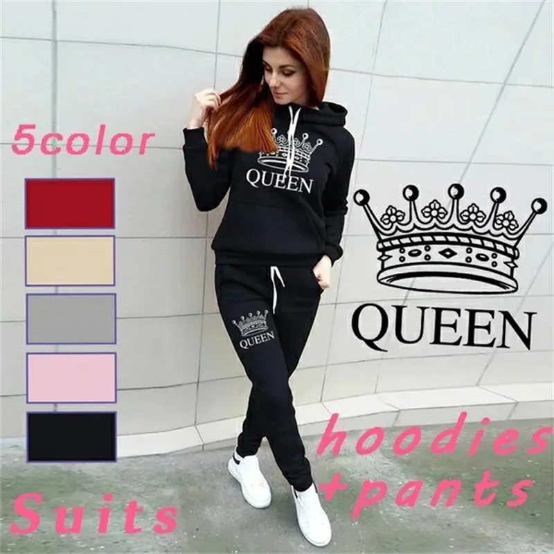 Queen Print Women’s Fitness Jogging Suit – 2-Piece Hot Fashion Running Sportswear Set 👟✨