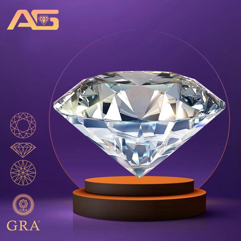 Super White D Color Moissanite Loose Stone – 0.1 to 20 Carat Round Cut 3EX – Pass Diamond Tester with GRA Certificate