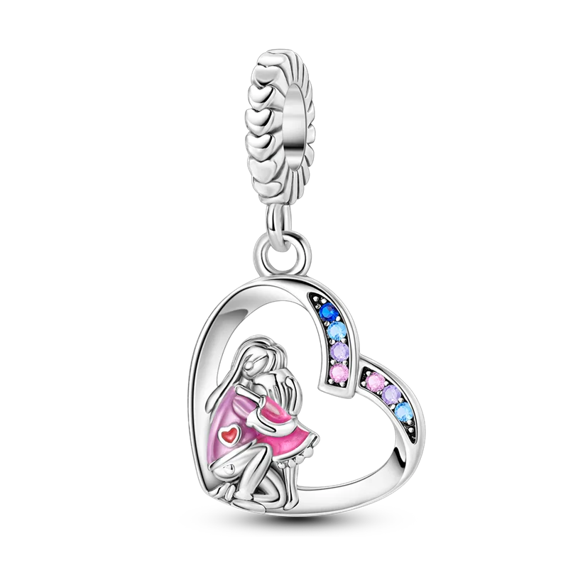 925 Sterling Silver Number & Puppy Family Beads Pendant | Fit 4mm Hole Bracelets