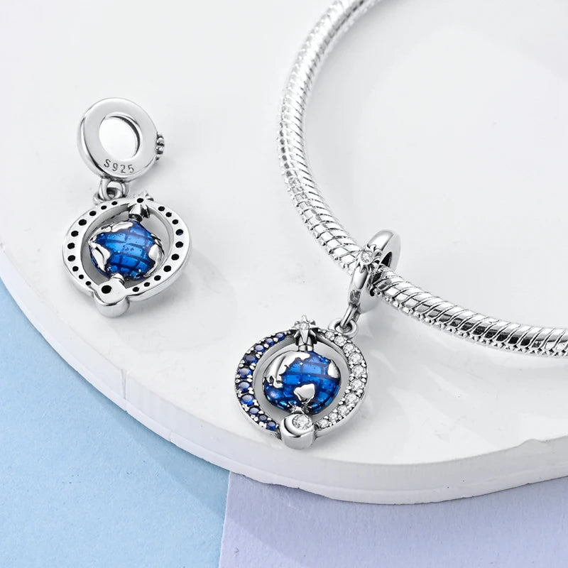 925 Sterling Silver Colorful Luminous Charms | Shell Turtle Star Beads