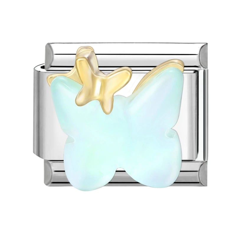 2025 Original Zircon Bow Knot Star Cherry Italian Charm | Stainless Steel 9mm Links DIY Modular Bracelet Jewelry Wholesale