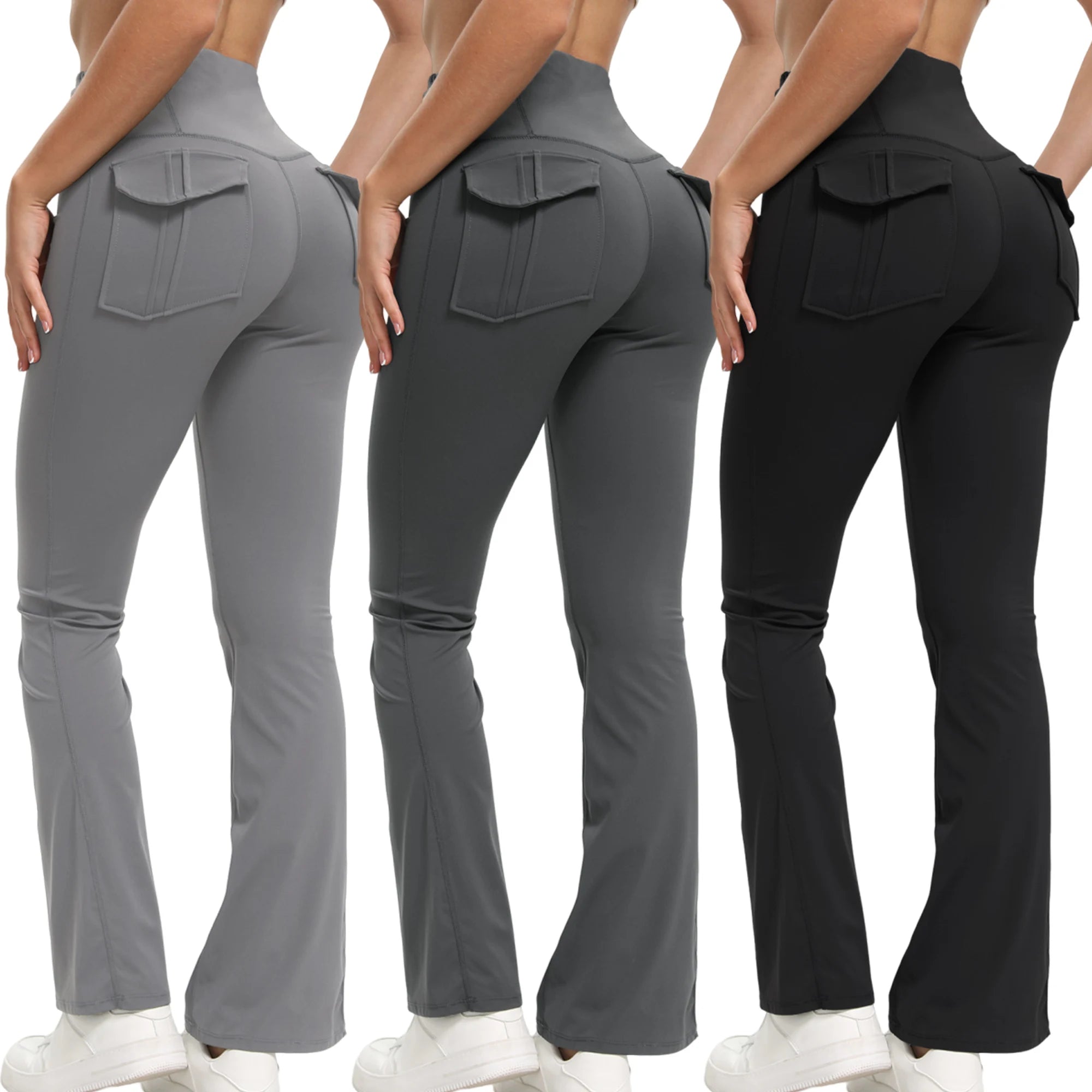 Women’s High Waisted Flared Yoga Pants | Tummy Control Bootcut Leggings with Pockets | Gym & Casual Wear