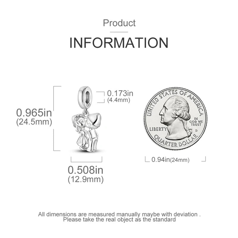 Original 925 Sterling Silver Girls Charms | Love Heart & Family Bead Pendant for Bracelets, Women’s Jewelry Gift