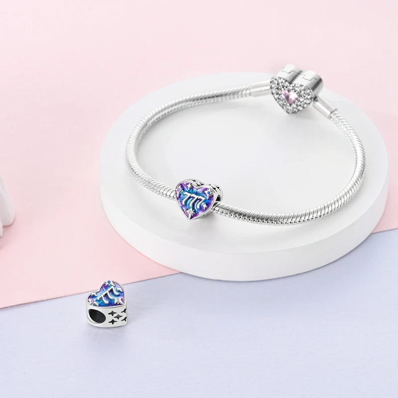 2025 Hot Sale 925 Sterling Silver Pink Butterfly Luminous Firefly Charm | Dangle Bead Fit Bracelet Necklace DIY Jewelry