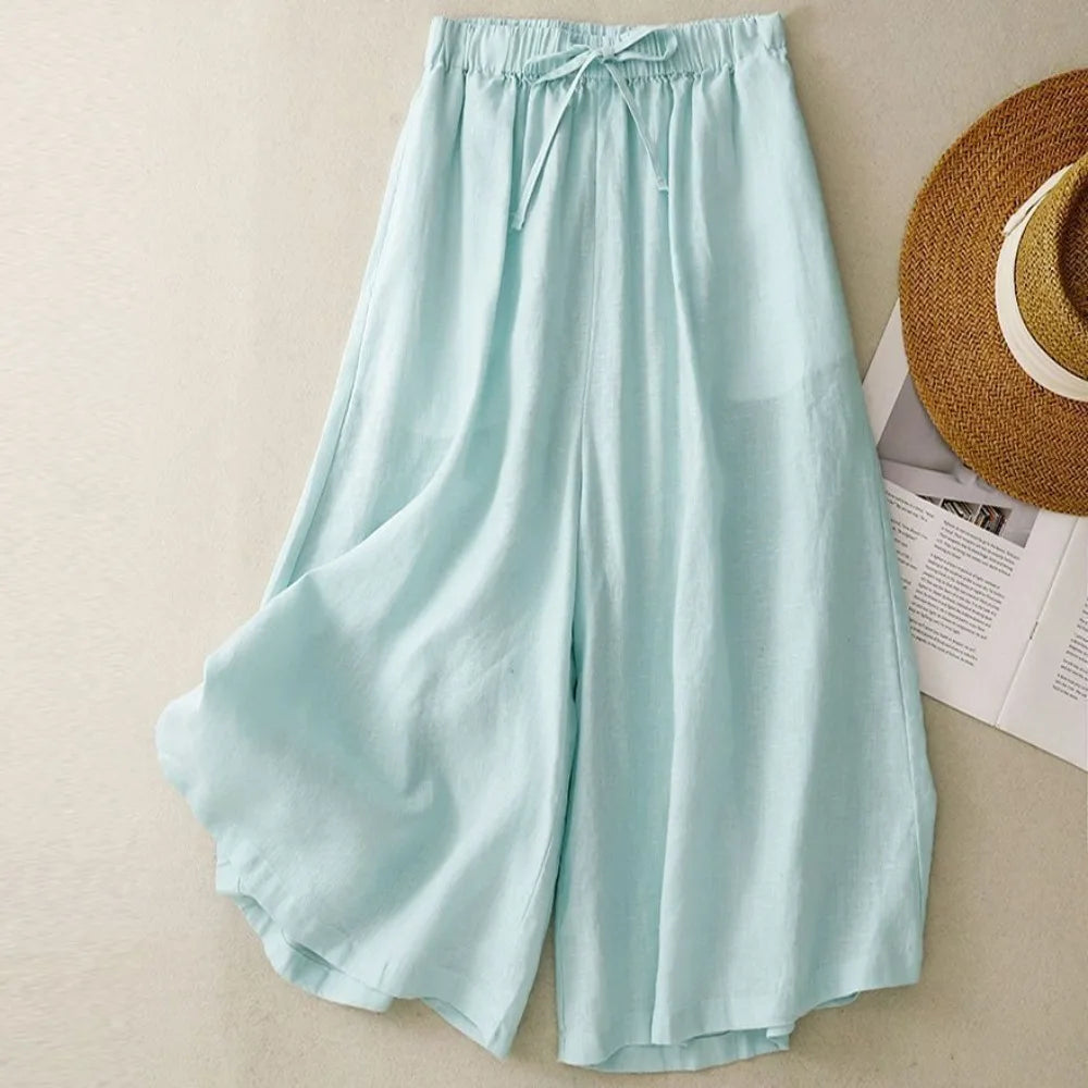 Casual Cotton Linen Pants for Women | Vintage Wide Leg Joggers | Summer Fashion Capri Sweatpants