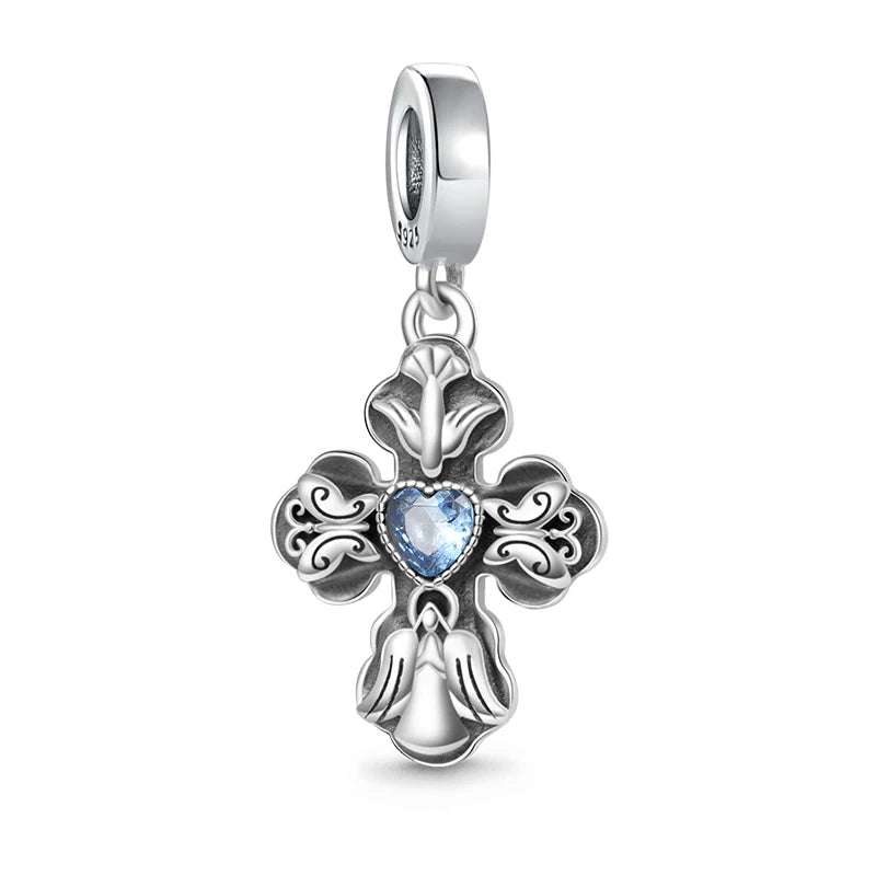 New 925 Sterling Silver Plated Christ Cross Buddha Charm Bead | Fit Original Pendant Bracelet DIY Fashion Jewelry