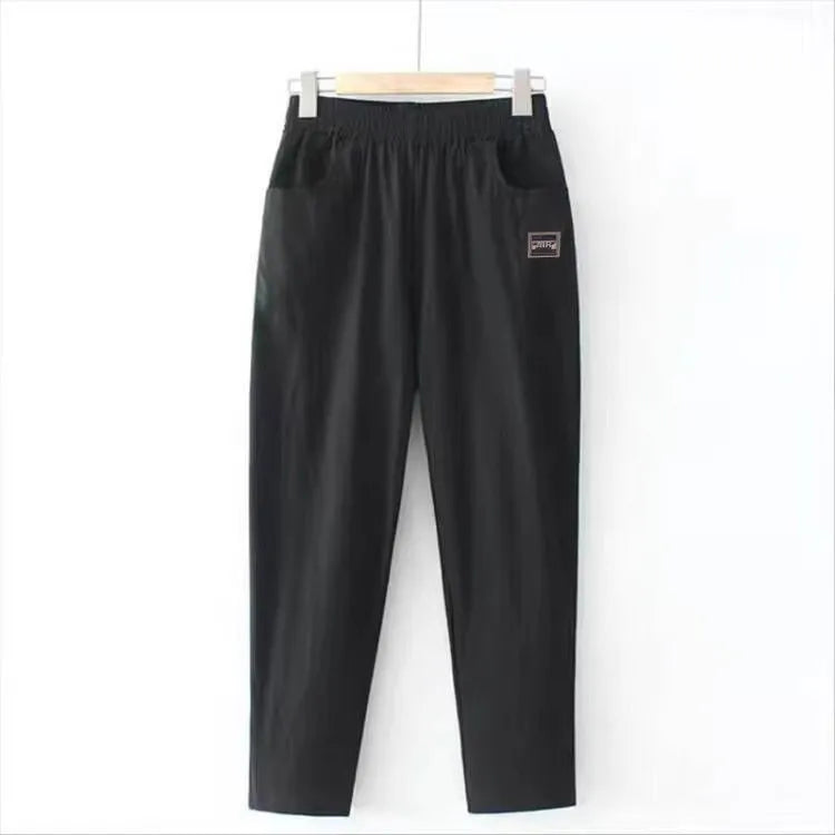 Slimming Straight Leg Cotton Linen Harem Pants – High Waist Casual Summer Trousers Women Loose Fit