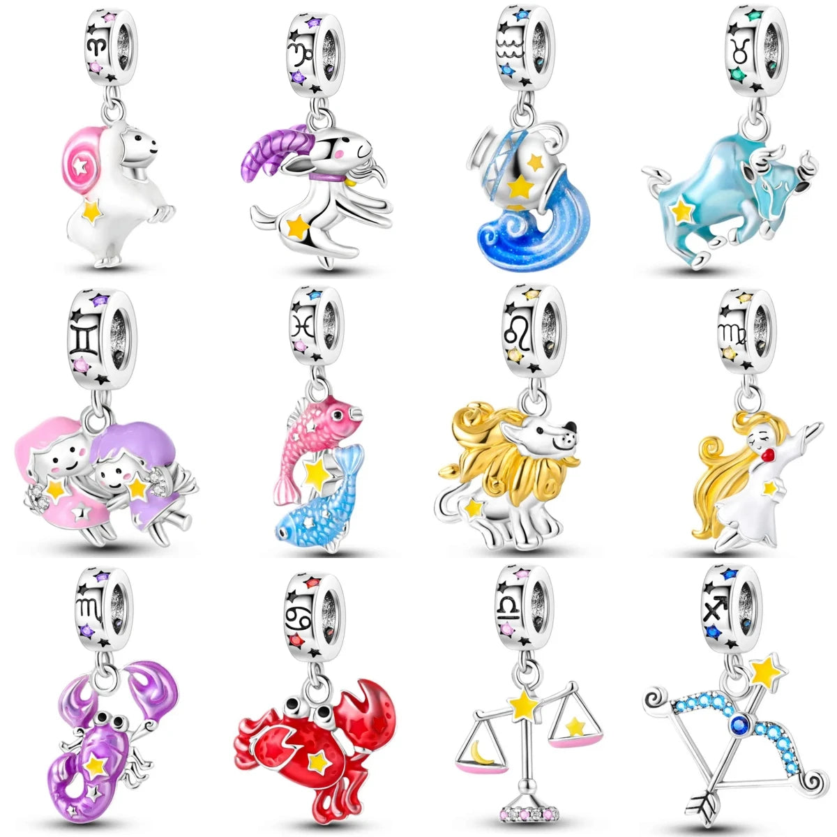 New 925 Sterling Silver Zodiac Charm | Twelve Constellations Series Libra Scorpio Gemini Fit Original Bracelet Women Jewelry