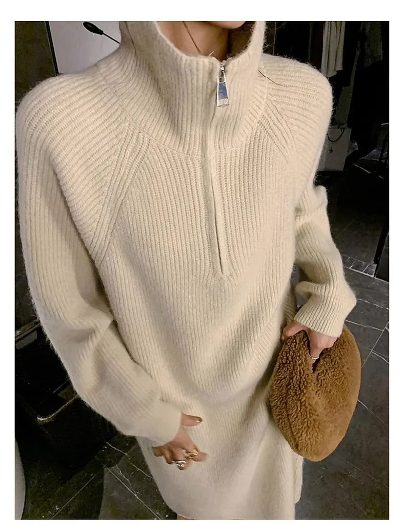 Long Sve Knitted Dr Women's Spring Autumn Loose Lazy Sle Long Dr Inner Wear Sweater Dr Commute Sle Polyester ...
