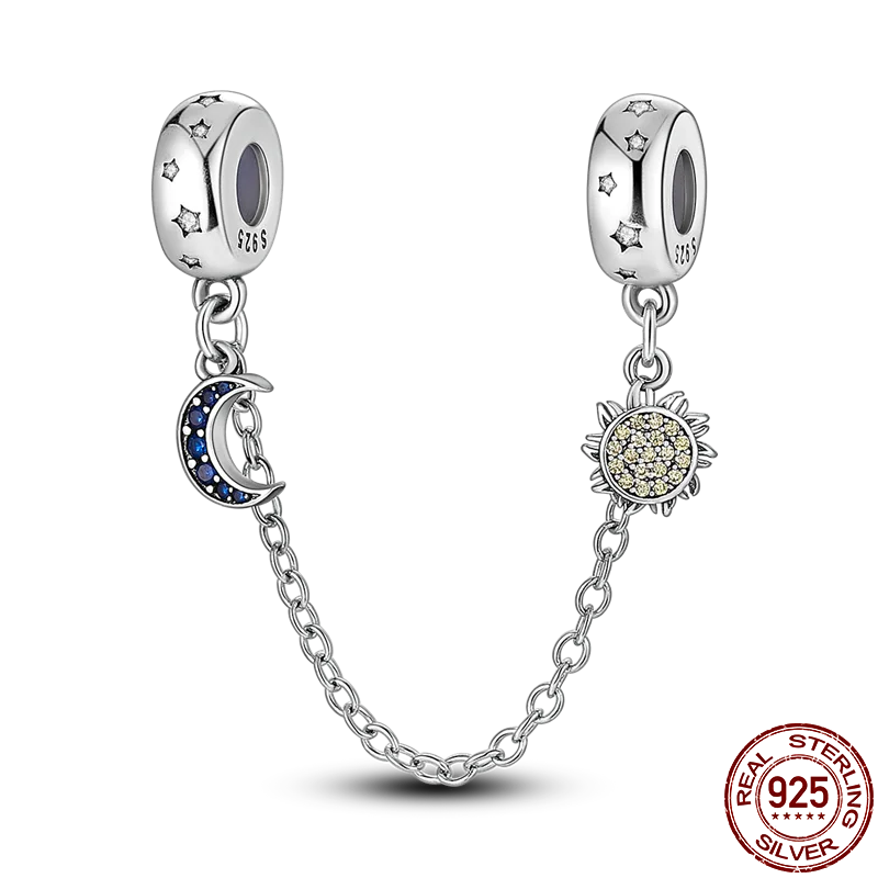 925 Sterling Silver Silicone Spacer Beads & Safety Chain | Clasp Charms Fit Original Pandora 3mm Bracelet – Women’s Jewelry