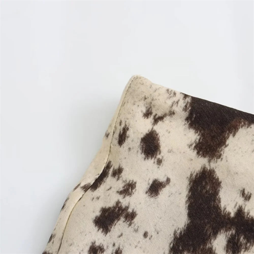 2024 Spring Summer Women’s High Waist Animal Print Silk Satin Midi Skirt | Fashion Niche Skirt