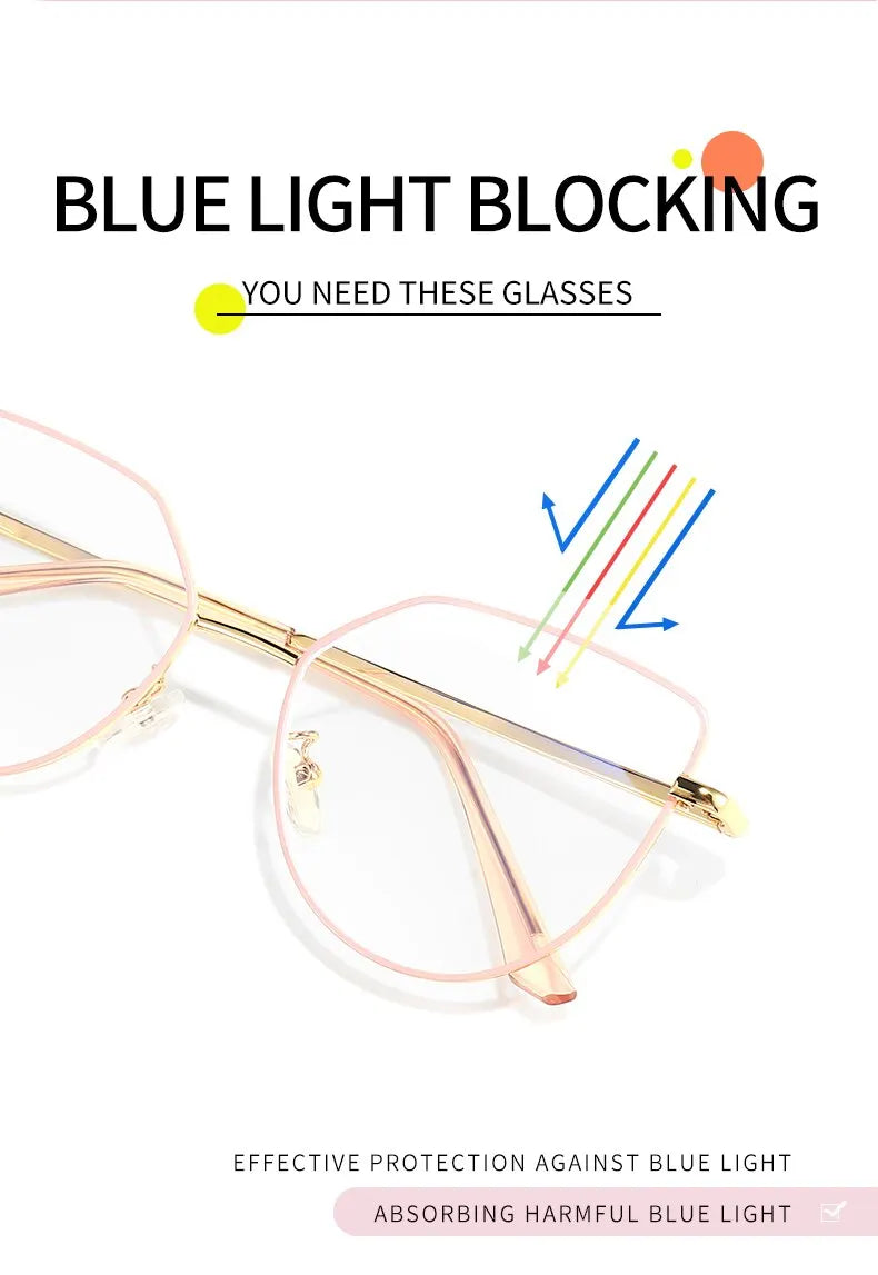 Cat Eye Flip-On Sunglasses for Women – Anti Blue Light Eyeglass Frames with Polarized Magnetic Clip | Ladies Fashion Computer Eyeglasses 7002