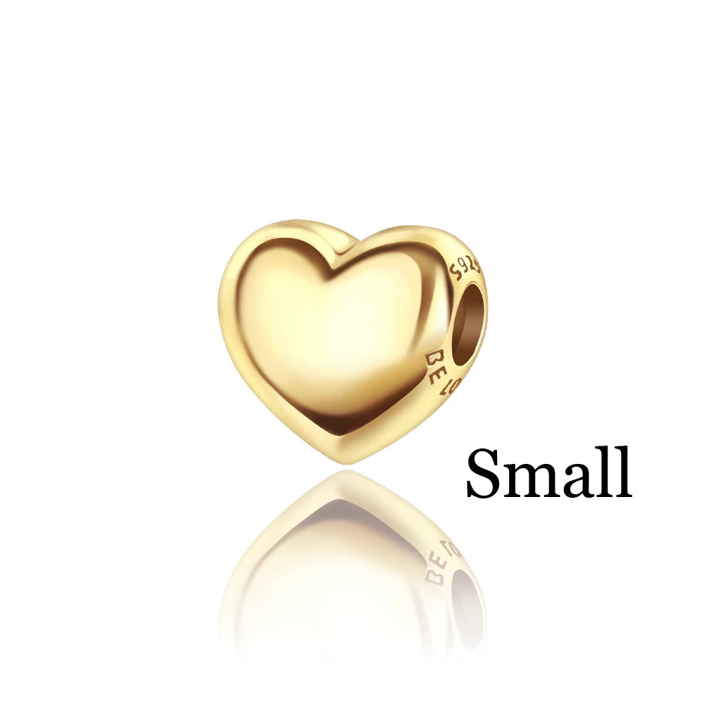 2025 New 925 Sterling Silver Colorful Shine Heart Charm Beads | Fit Snake Chain Bracelet & Necklace Women DIY Jewelry