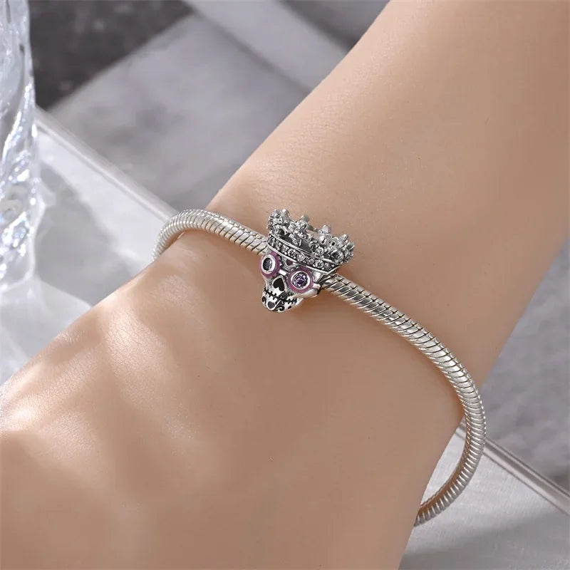 925 Sterling Silver Halloween Luminous Skull & Pumpkin Charms | Fits Original Pandora Bracelet | Party DIY Jewelry Gift