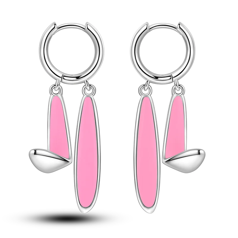 925 Sterling Silver Perfume & Fold-Eared Rabbit Hoop Earrings | Pave CZ Elegant Jewelry Gift for Women & Friends