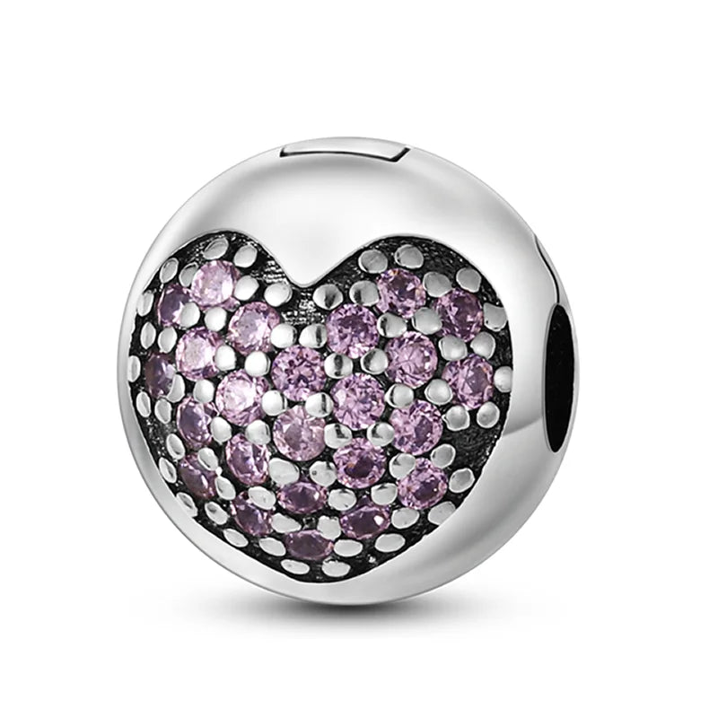 925 Sterling Silver Colorful Charms – Rose, Crown, Rainbow & Heart Dangle Beads Fit Pandora Bracelet & Necklace