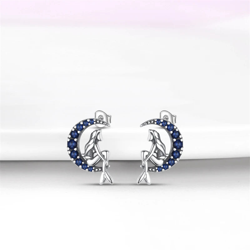 Luxury 925 Sterling Silver Ocean Mermaid Earrings | Pave CZ Fine Jewelry for Women