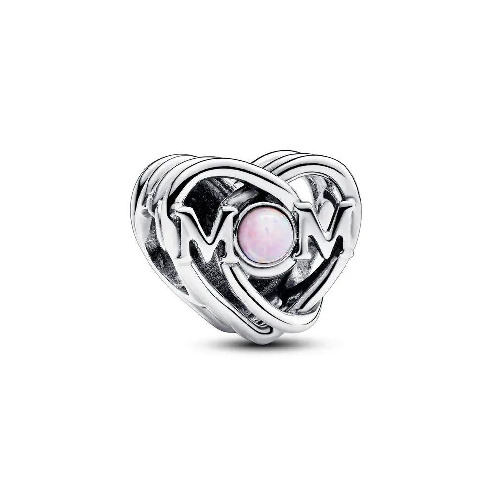 925 Sterling Silver Graduation Heart Charm Bead 2023 2024 | Openwork Swirling Bead for Women Bracelet Gift