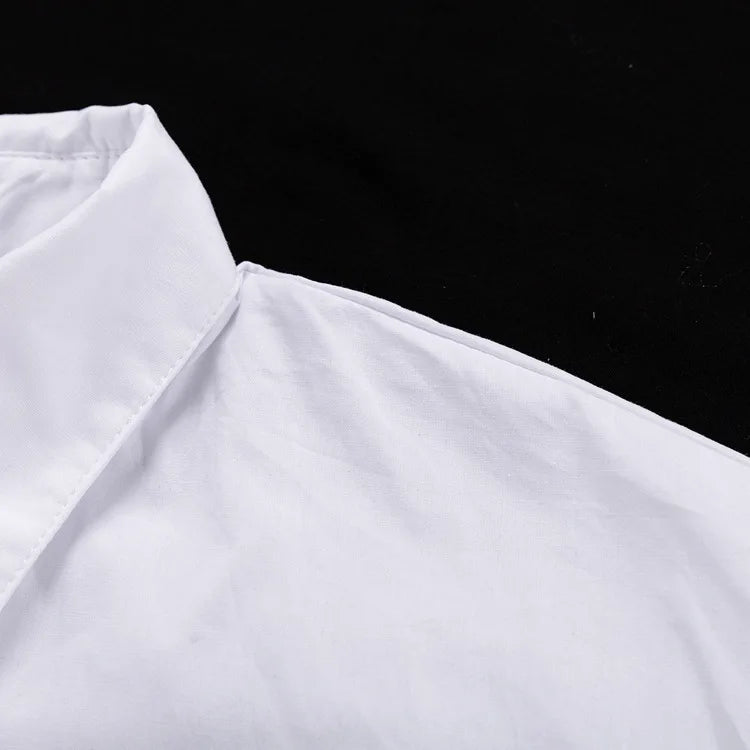 Zadily Autumn 2025 Women’s Oversized White Long Shirt – Minimalist Patchwork Button-Up Work Blouse