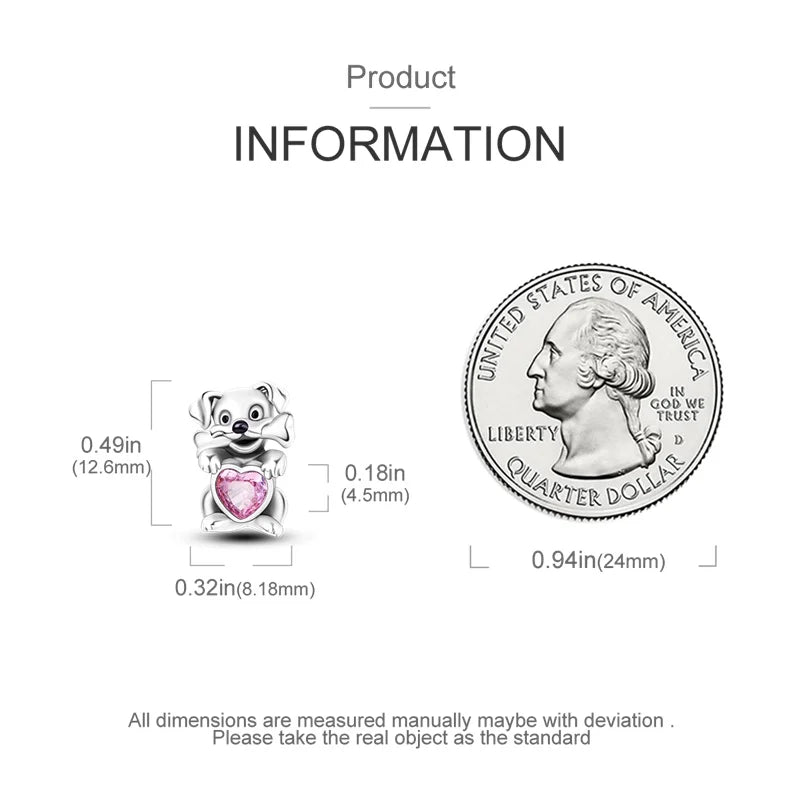 Cute Pet Kitten Puppy Sheep Charms | Fit 925 Original Pandora Bracelets | Colorful Zircon Beads DIY Jewelry Gift