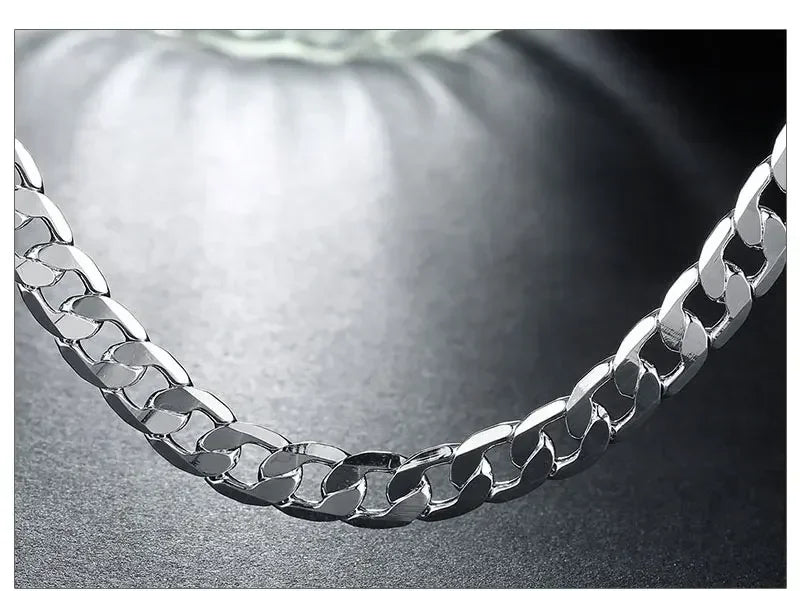 Wholesale Men’s 925 Sterling Silver Necklace – 2/4/6/8/10/12MM Chain 40-75cm Lobster Clasp