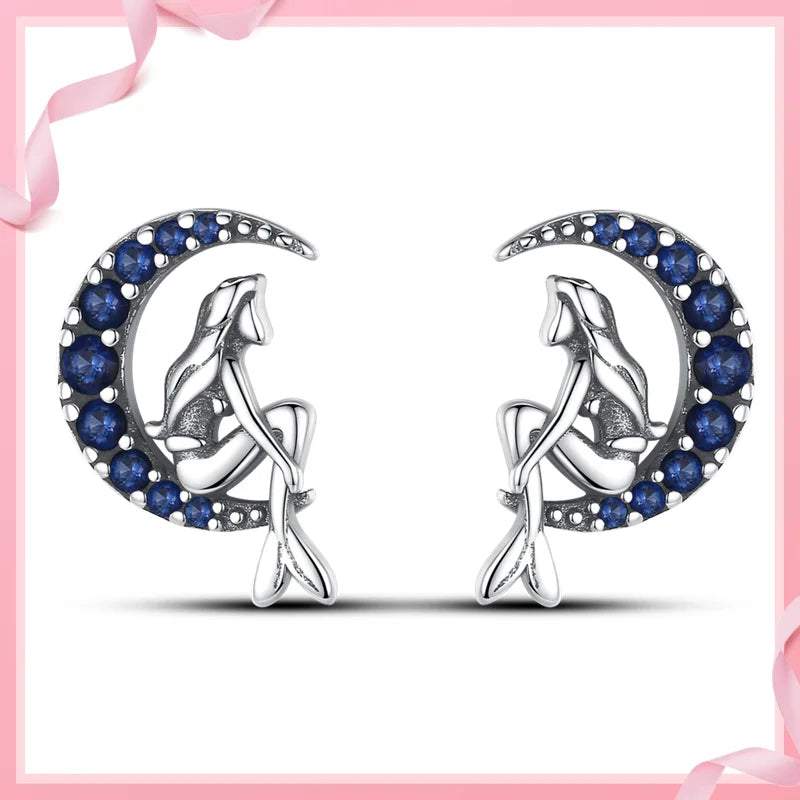 Luxury 925 Sterling Silver Ocean Mermaid Earrings | Pave CZ Fine Jewelry for Women