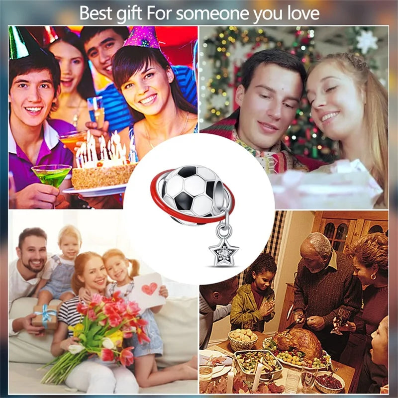 925 Sterling Silver Soccer Trophy Jersey Charm Beads – Fits 3mm Bracelets DIY Jewelry