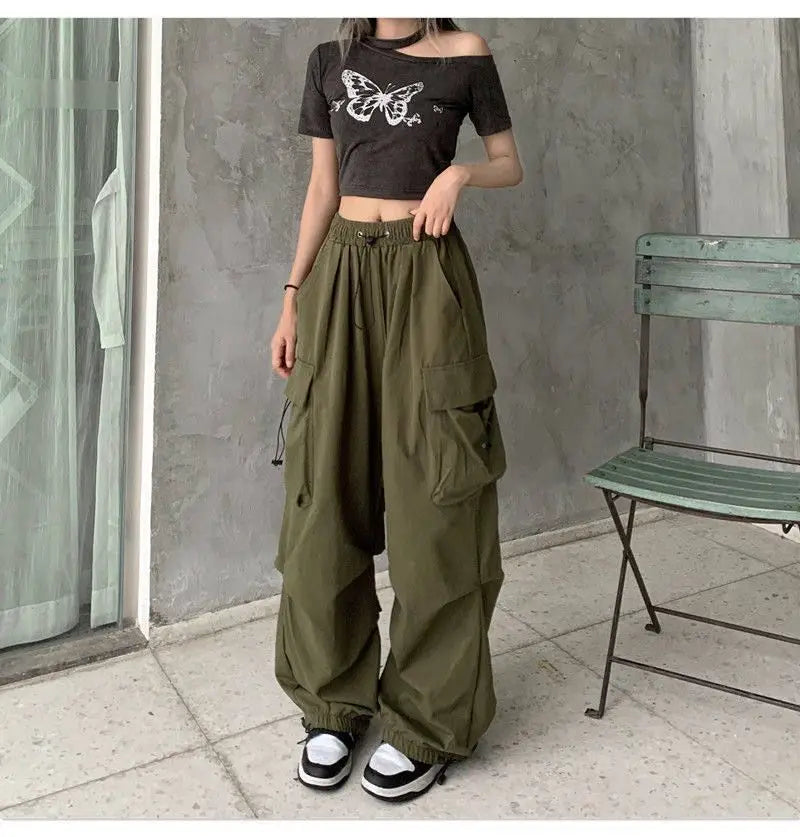 American Retro Workwear Casual Pants – Women’s Summer Straight Loose Wide Leg Trousers