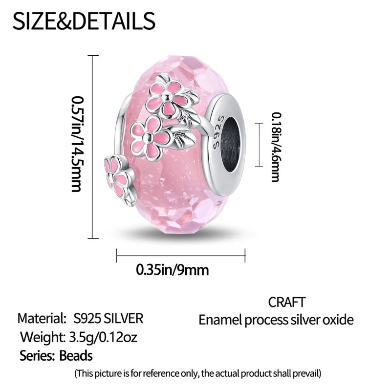 925 Sterling Silver Round Colored Zircon Spacer Beads – Fits Pandora Original Bracelets DIY Exquisite Party Jewelry