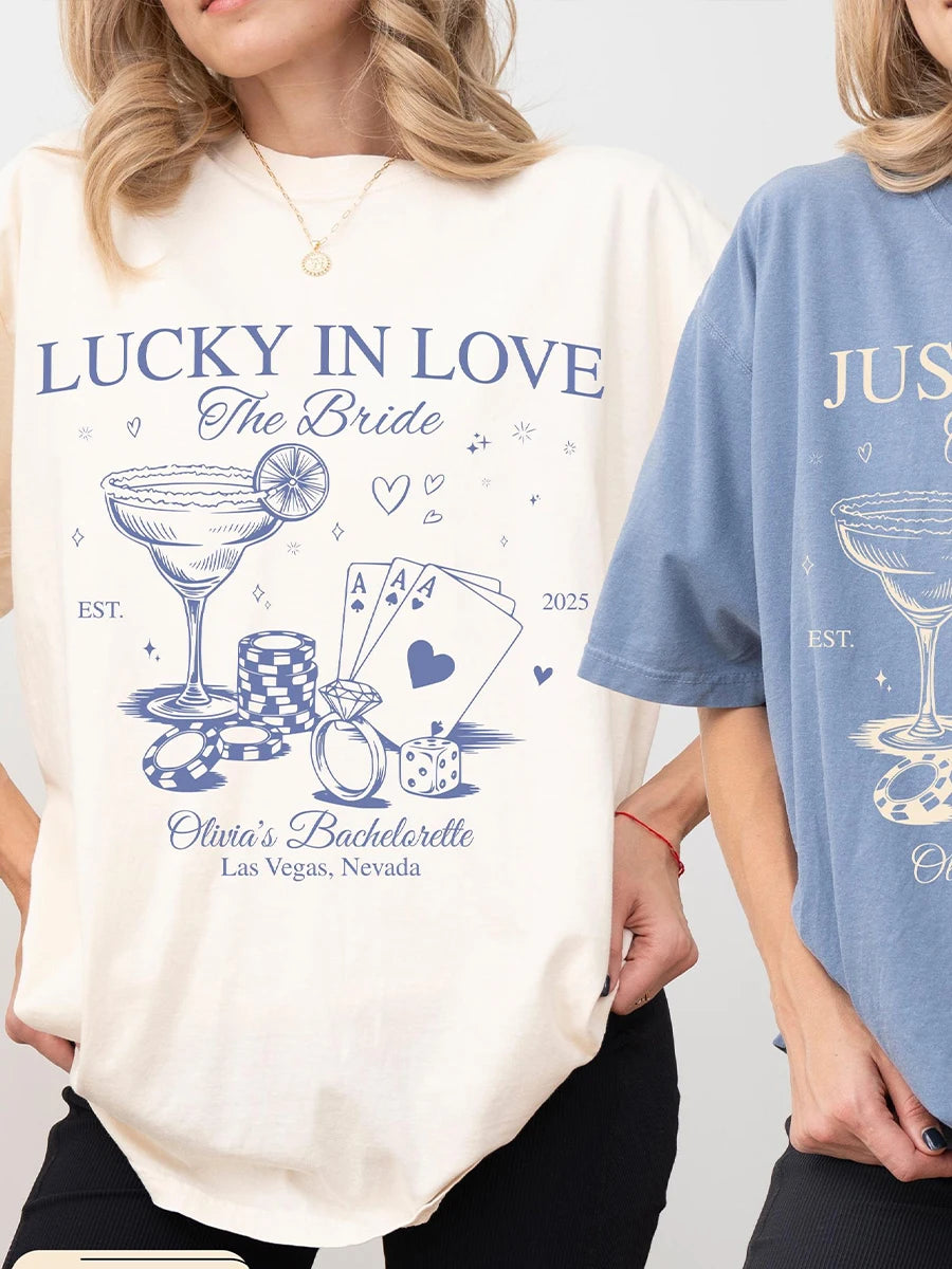 Lucky In Love Las Vegas Shirt 💍✨ Custom Bachelorette Party Unisex Tee