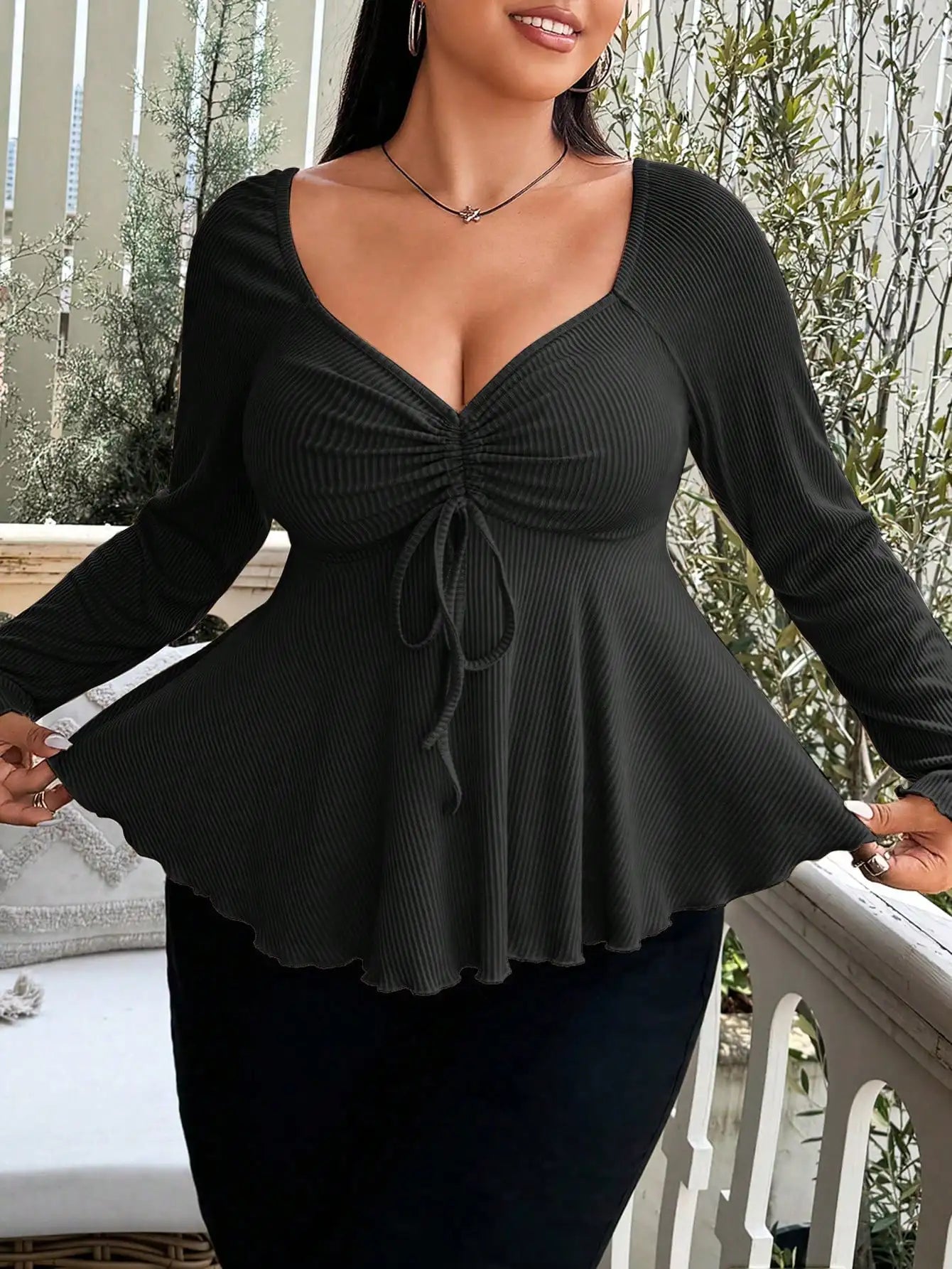 Elegant Plus Size Women’s Autumn & Winter T-Shirt – Solid Color Warm Fashion Top 🍂✨