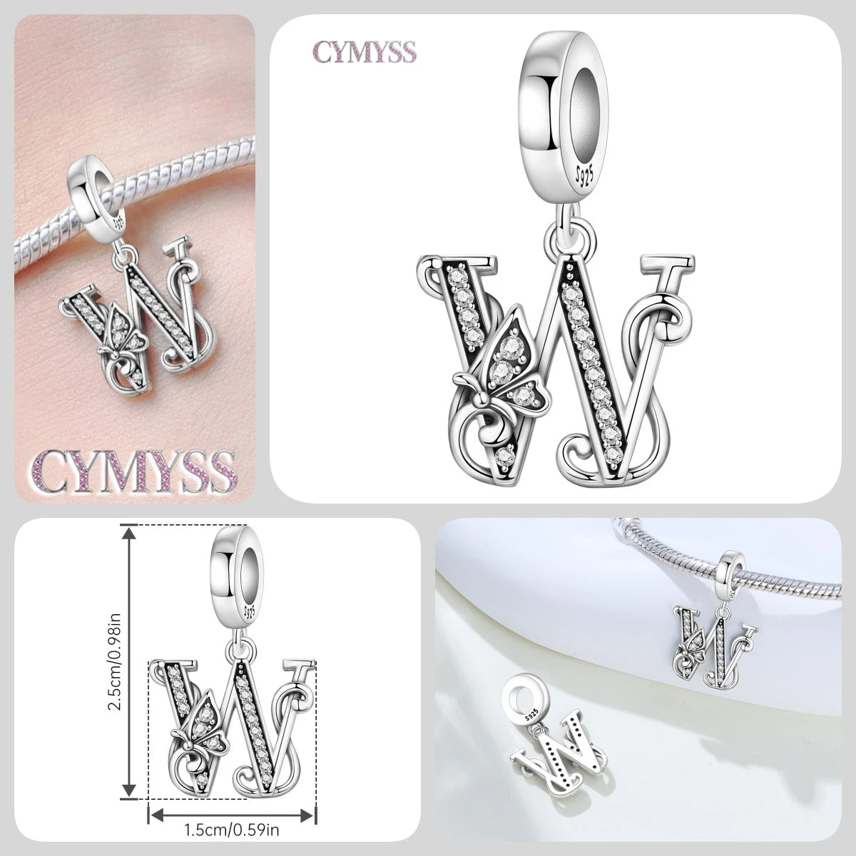 Original S925 Sterling Silver Butterfly & A-Z Letter Beads – DIY Bracelet & Necklace Jewelry