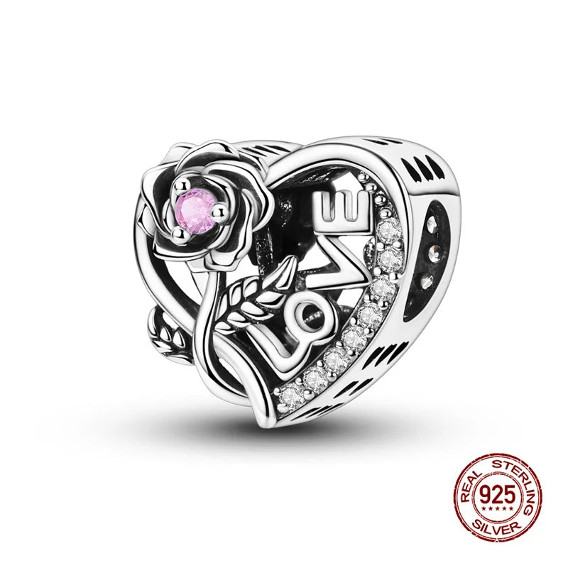 Original 925 Silver Colorful Heart Charm Beads | Fit 3mm Bracelets & Necklaces, Women’s DIY Fine Jewelry Gift