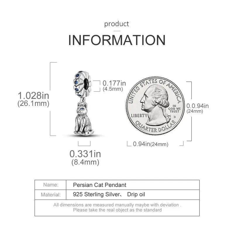 Cat Collection 925 Sterling Silver Charms Bead | Persian Bell & Multifarious Cat Dangle Fit Pandora Bracelet Necklace DIY Jewelry