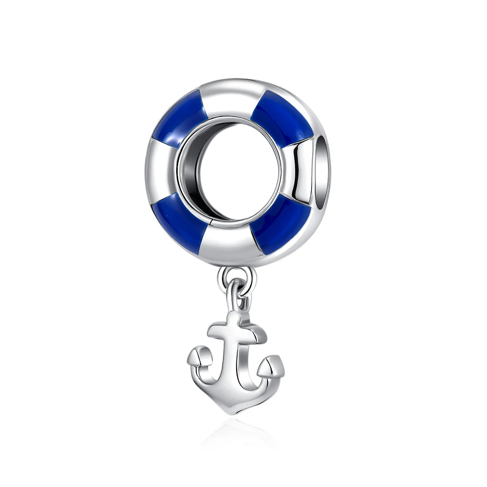 2025 Ocean Blue Series 925 Sterling Silver Sailing Boat Dolphin Seahorse Charms | Ocean-Themed Bracelet Beads for Women Jewelry