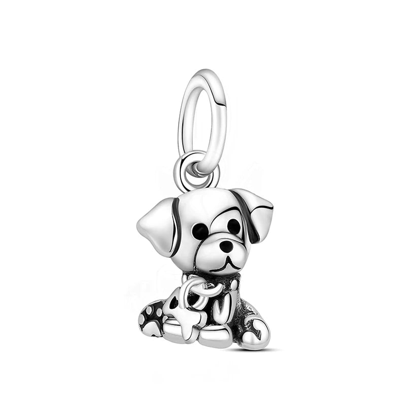 925 Sterling Silver Love Pets Dog Cat Paw Print Charm Beads for Women